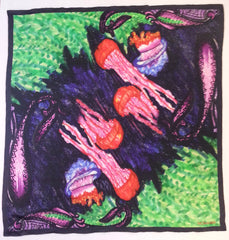Aqua Jelly Fish pacing Satin Silk Scarf (Green)