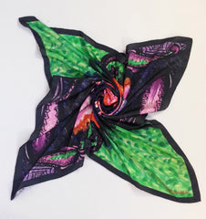 Aqua Jelly Fish pacing Satin Silk Scarf (Green)