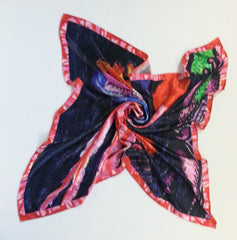 Aqua Jelly Fish pacing Satin Silk Scarf