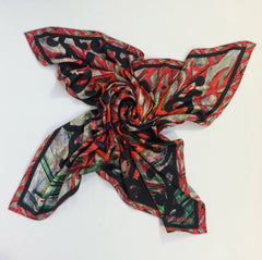 Aqua scattered starfish Satin Silk Scarf