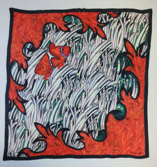 Aqua Clown Fish on Ocean Bed Satin Silk Scarf