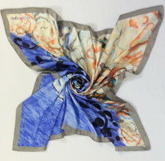 Aqua Asymmetrical Lettuce Coral Satin Silk Scarf