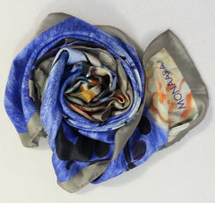 Aqua Symmetrical Lettuce Coral Satin Silk Scarf