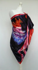 Aqua Jelly Fish pacing Satin Silk Scarf