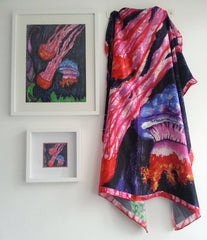 Aqua Jelly Fish pacing Satin Silk Scarf