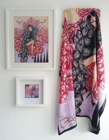 Curly Exaggeration Satin Silk Scarf