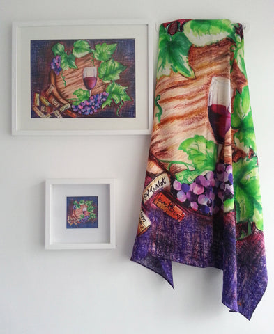 Wine Satin Silk Scarf